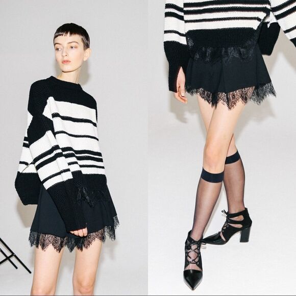 Self-Portrait Monochrome Striped Jumper - Picture 3 of 10